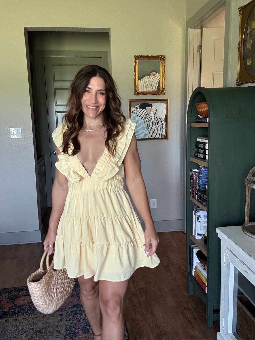 Yellow Ruffle V-Neck Sundress